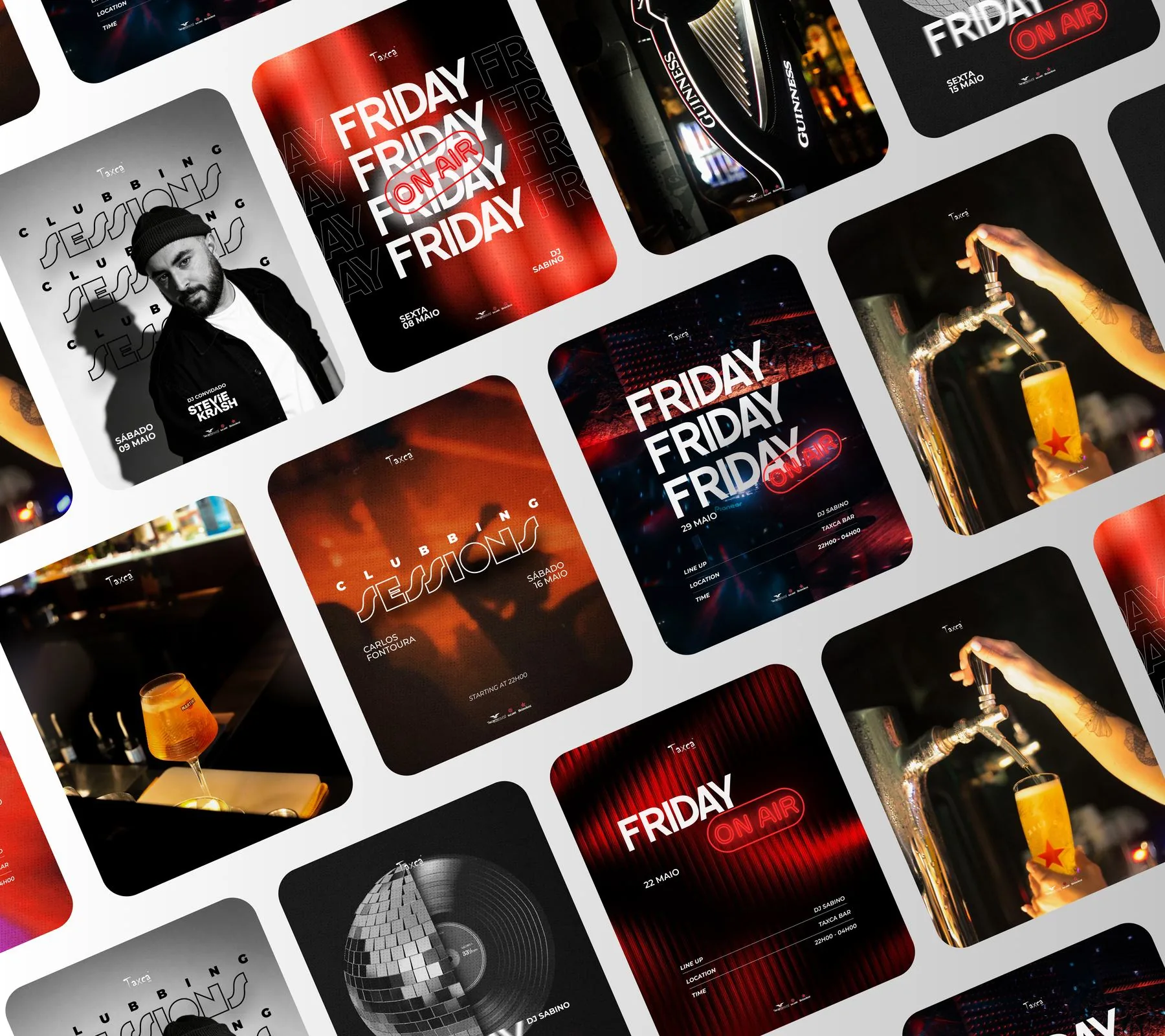 Publicações do Taxca Bar para Instagram